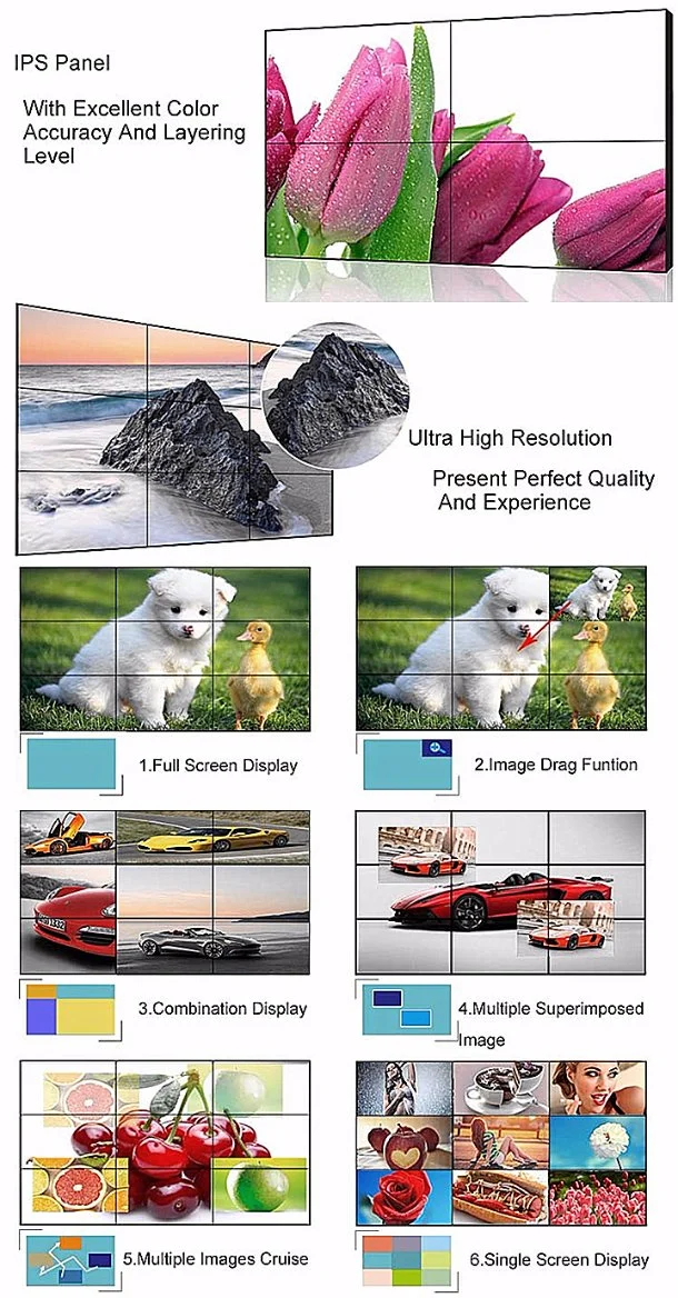 46 Inch Ultra Thin Bezel LCD Video Wall LED Advertising Player Full HD LCD Ad Player Video Unblocked Music Player LED Backlit Touch Screen Totem