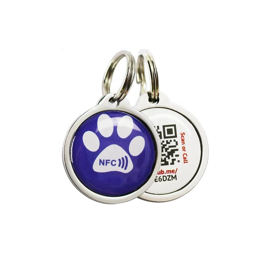 Customized Hf RFID 13.56MHz Qr Printed Keychain NFC Epoxy Keyfob Pet Tag