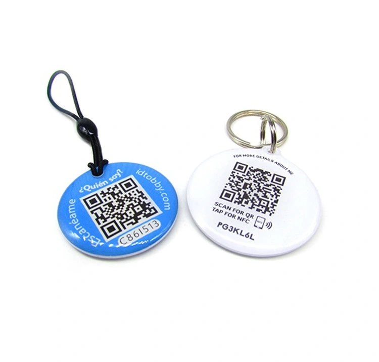 Customized Hf RFID 13.56MHz Qr Printed Keychain NFC Epoxy Keyfob Pet Tag